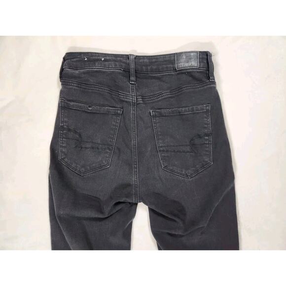 Sz 4 American Eagle Jeans Black Super High Rise Jeggings Distressed Knees Womens - Picture 8 of 8